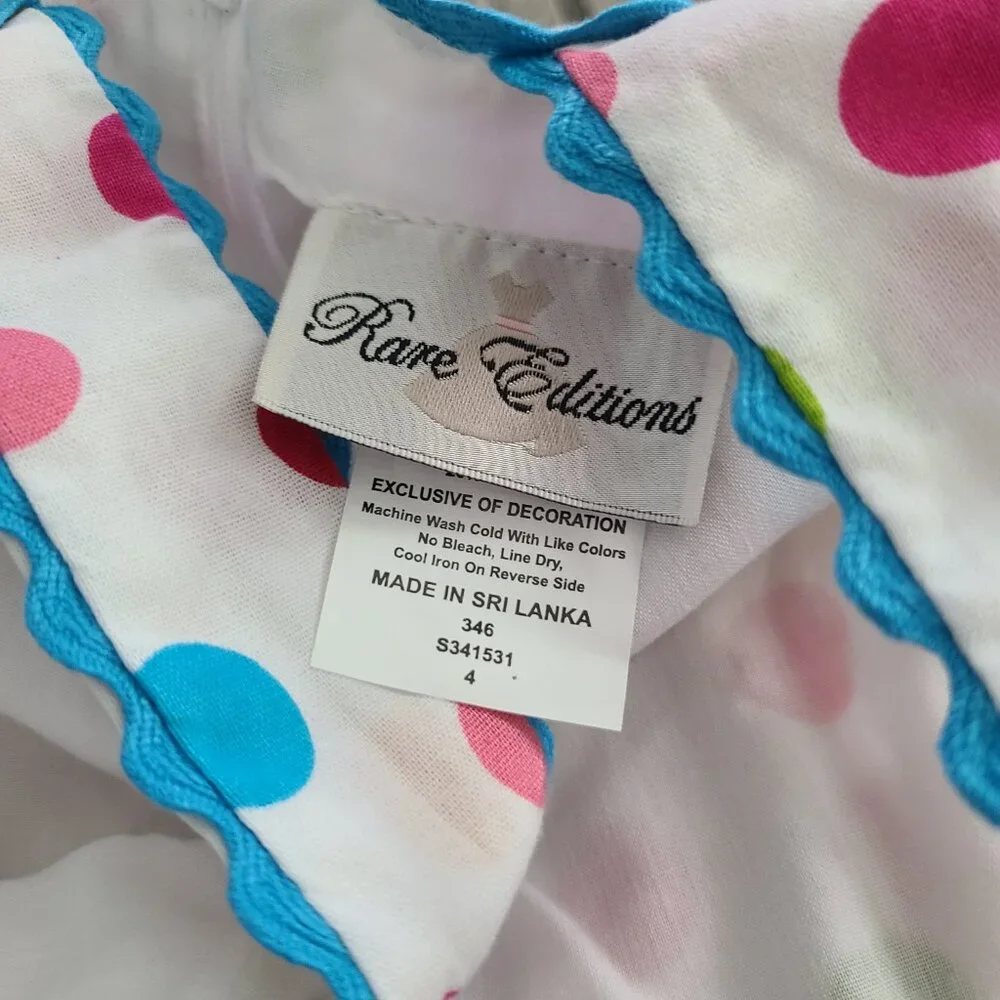 Rare Editions NWT Girls white and blue Polka Dot Sleeveless Dress – Size 4